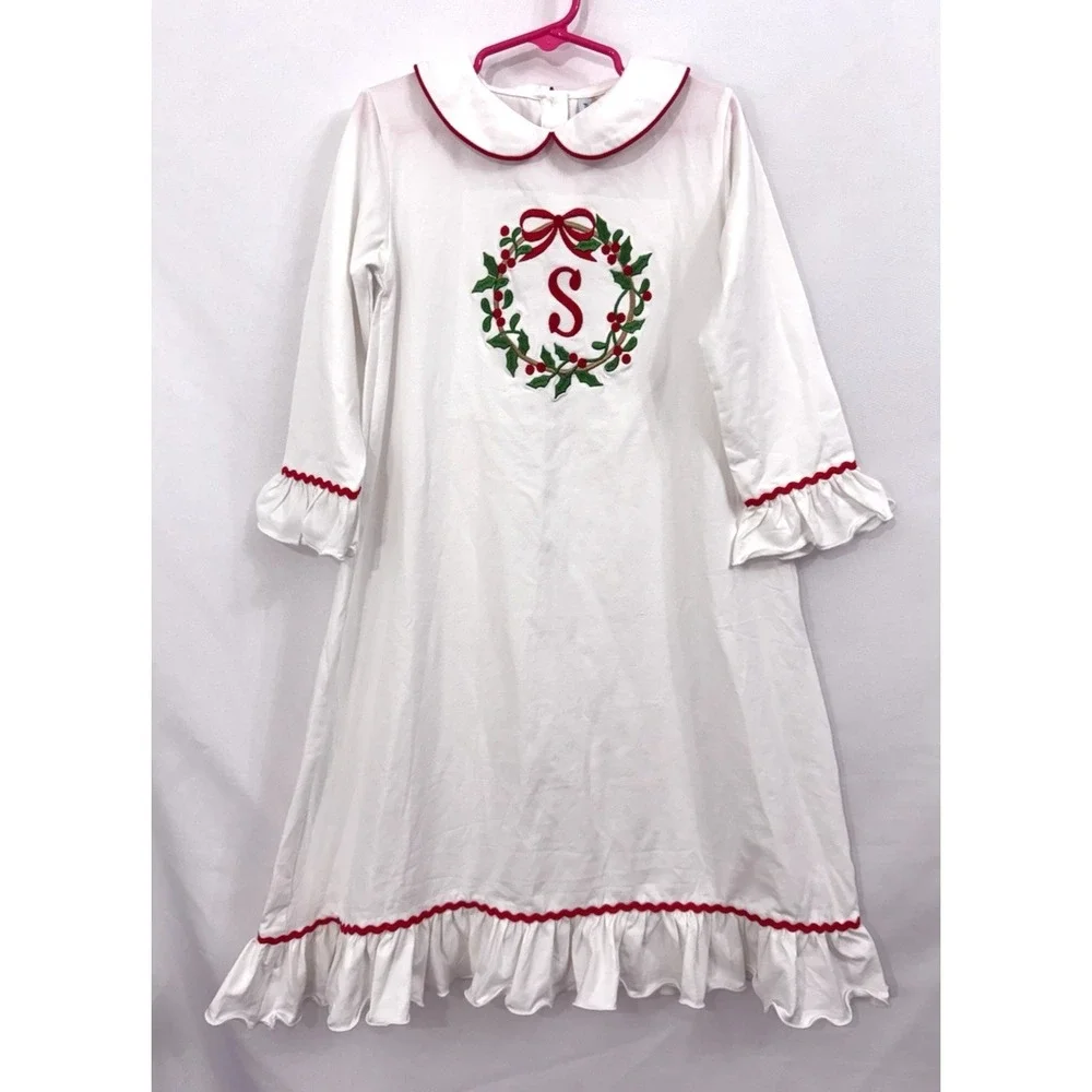 NWT Busy Bees Smocks White Long Nightgown Girls Size 6 Embroidered 
